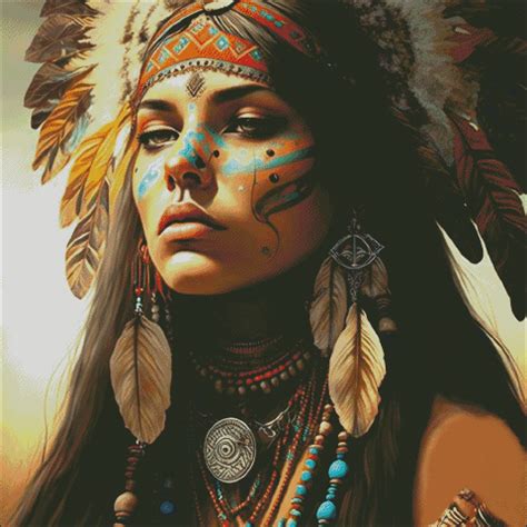 Native American Woman Maiden With Head Dress Counted Cross Etsy