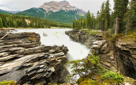 Alberta Canada Jasper National Park Mountain River Waterfall