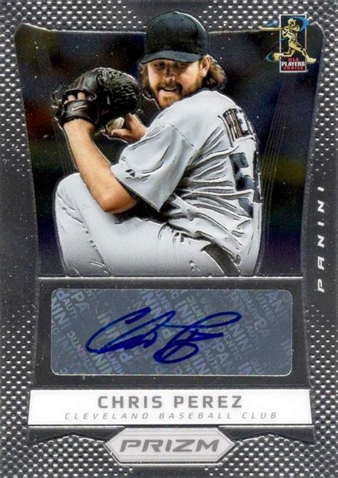 chris perez autographed baseball card cleveland indians 2012 panini prizm cp