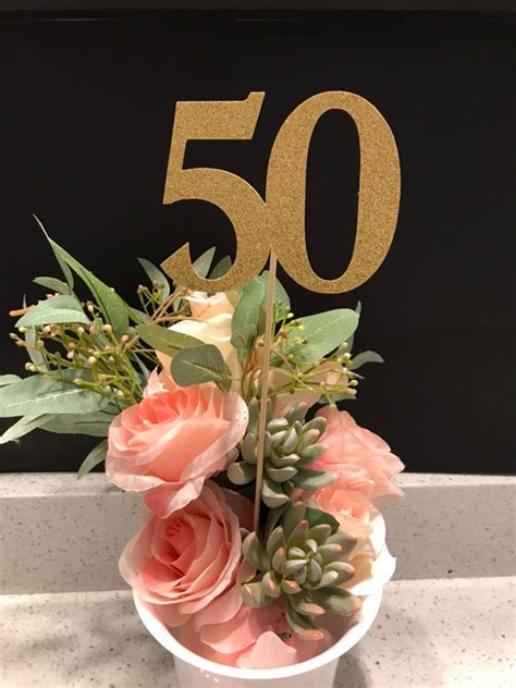 50th Birthday Centerpiece Sticks Glitter 50th Birthday Etsy