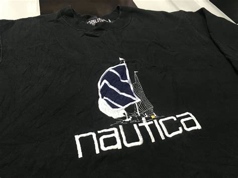 Vintage Nautica Sweater Spell Out Nautica Big Logo Embroidered Size L