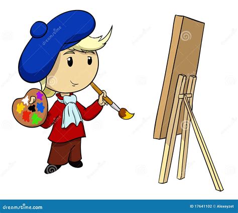 Cartoon Artist With Palette And Brush Stock Vector Illustration Of