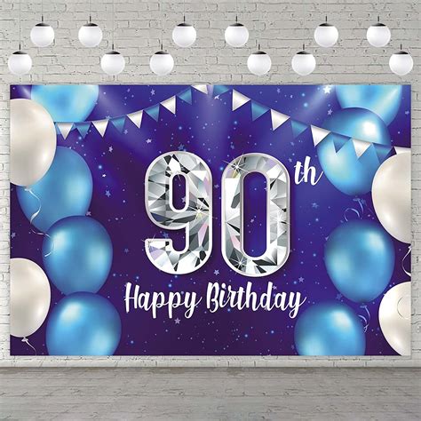 Happy 90th Birthday Banner Background Decorations Balloons
