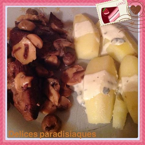 Sanglier mariné et ses pommes de terres vapeur sauce roquefort