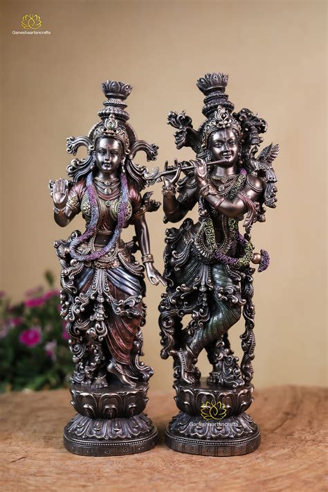 buy ganeshaartsncrafts radha krishna statue 15 inch bonded bronze jugal jodi krishna radha