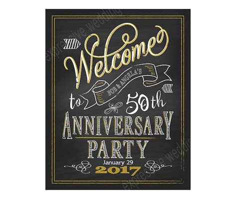 Items Similar To Printable Anniversary Party Chalkboard Sign