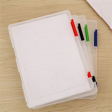 A4 Portable Folder File Box Transparent Storage Box Document Paper