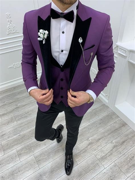 Men Suits Wedding Suit 3 Piece Suits Prom Suits Slim Etsy Purple Tuxedo Prom Suits Purple