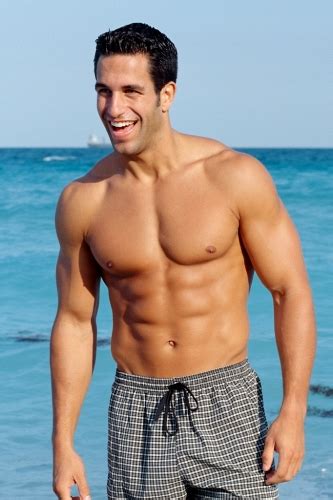Shirtless Male Beach Boy Ripped Abs Smiling Pack Abs Jean Hunkphoto