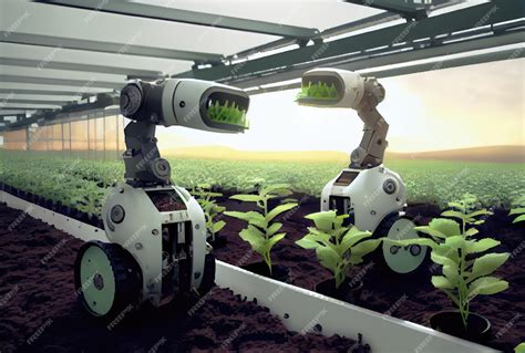Premium Photo Robot Farming Harvesting Agricultural Products In