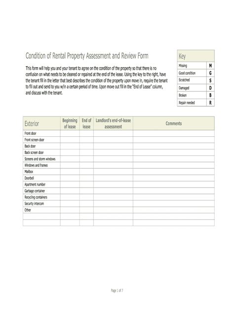 Rental Property Assessment Form Fill Online Printable Fillable