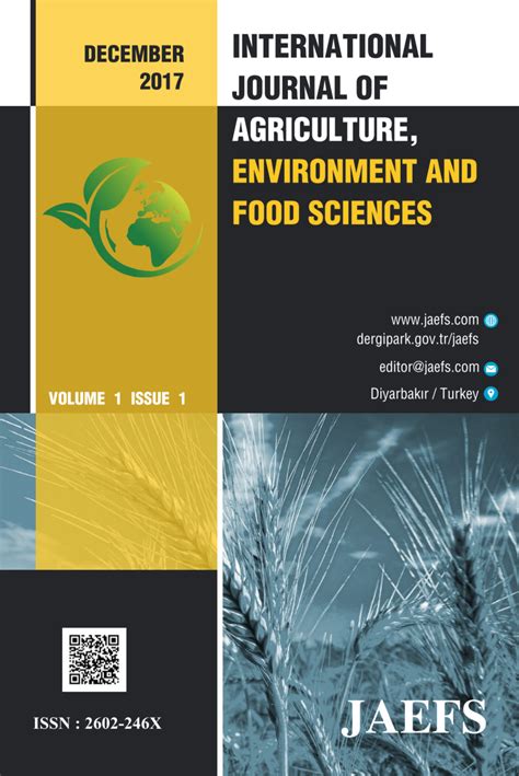 The journal of environmental studies and sciences is the official. International Journal of Agriculture, Environment and Food ...