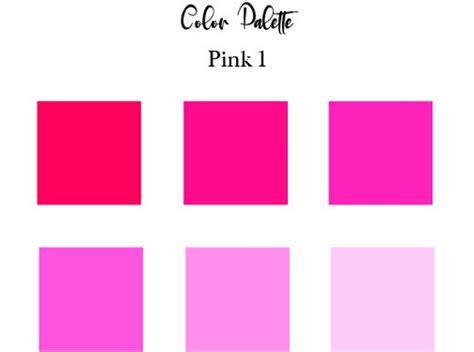 Pink Color Swatches Pink Color Palette Digital Art Etsy