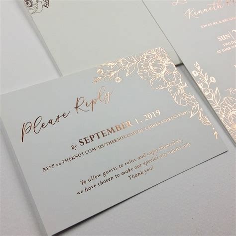 Rose Gold Wedding Invitation Elegant Personalized Foil Etsy Uk