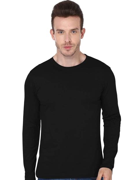 Black Full Sleeve Shirt Round Neck T Shirt Wolfattire