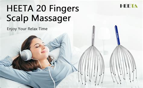 Heeta Head Massager Scalp 2 Pack With 20 Fingers Head Scratcher For Deep Relaxation Hair