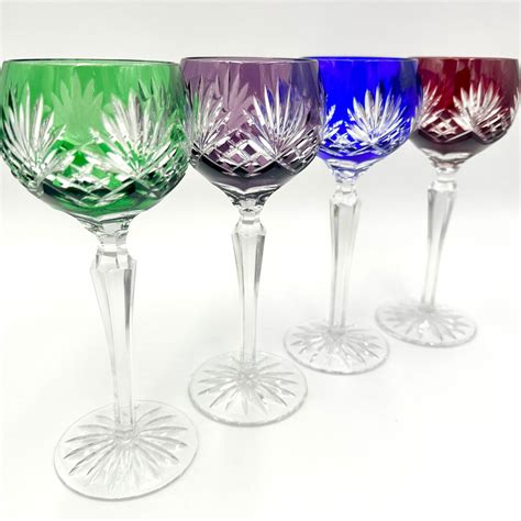 Ajka Caroline Crystal Wine Glasses Color Cut To Clear Wine Hocks Color