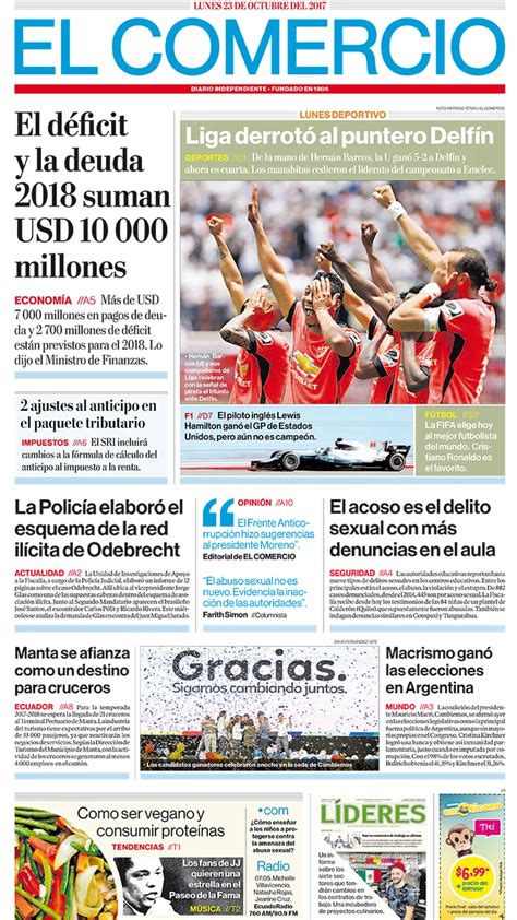 El Comercio Ecuador Lunes 23 De Octubre De 2017 Infobae