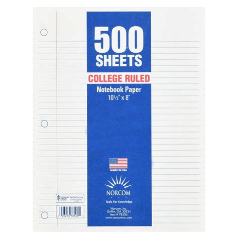 Norcom Filler Paper College Ruled 500 Pages 8 X 105 78506