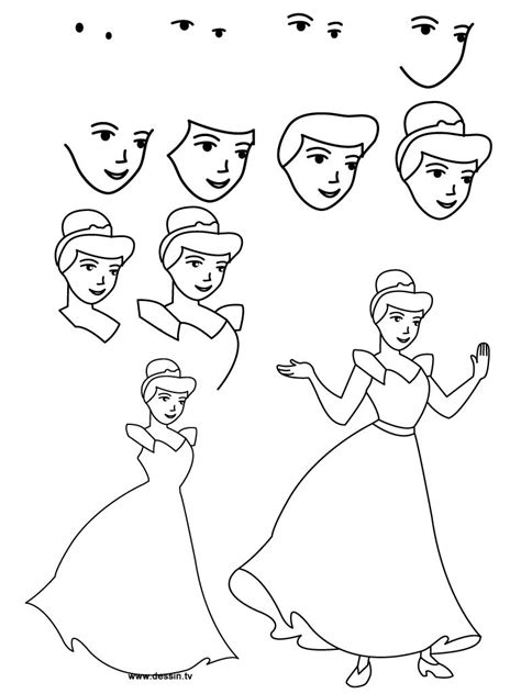 Disney Princess Drawing Step By Step - Easy Cinderella Princess Drawing Step By Step Free Download | Disney