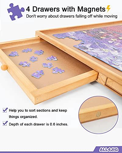 All4jig 1000pcs Rotating Jigsaw Puzzle Board With 4 Drawers And Cover