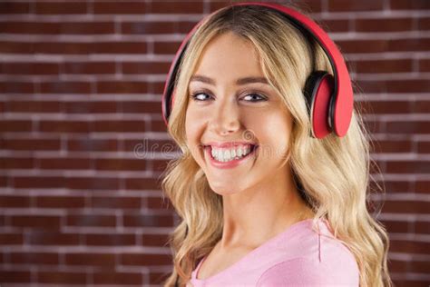 Portrait Of A Beautiful Young Woman With Headphones Stock Image Image