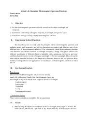 Lab Report Electromagnetic Spectrum Docx Virtual Lab Simulation