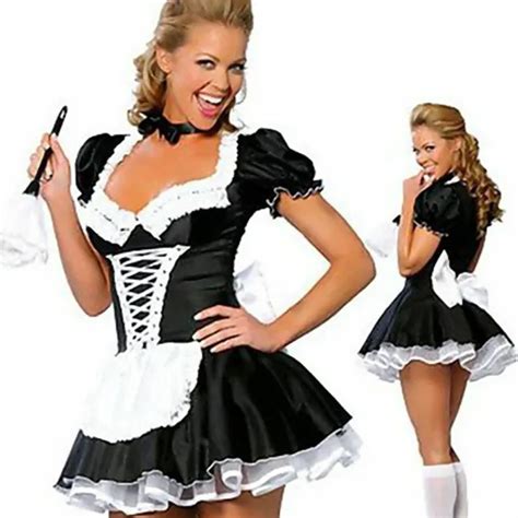 Hot Sexy Women Costume Cosplay French Maid Lingerie Outfit Dress