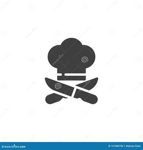 Chef Hat And Crossed Knives Vector Icon Stock Vector Illustration Of Pictogram Pixel 157080196
