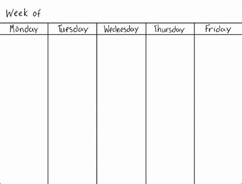 7 Day Week Schedule Template Unique Blank Seven Day Calendar Free