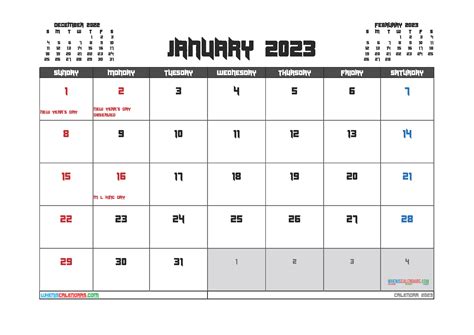 Free Printable January 2023 Calendar Pdf And Image