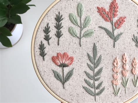 Floral Embroidery Hoop Art Botanical Hand Embroidery 6 Inch Etsy