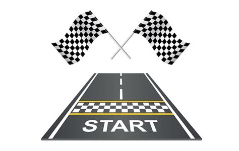 Premium Vector Race Track Road With Flags And Start Line Perspective