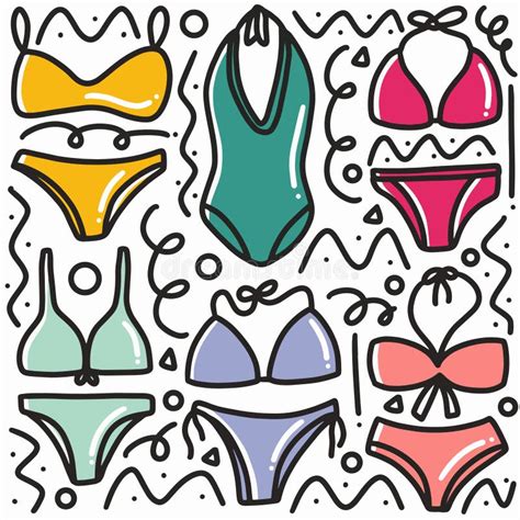 hand drawn doodle woman bikini art design element illustration stock vector illustration of