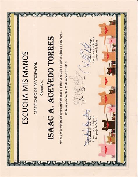 Certificado De Completación De Curso Básico De Asl By Isaacacevedo1