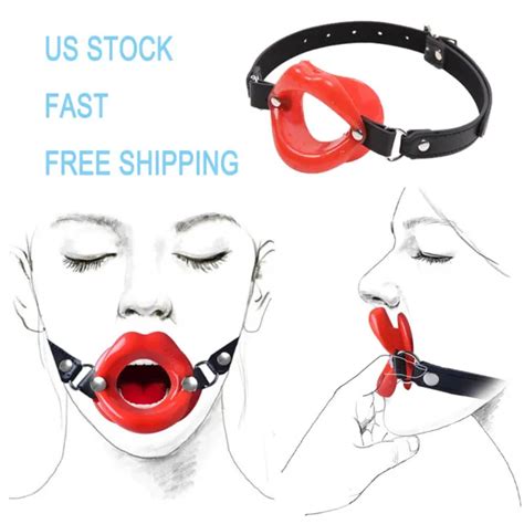 Silicone Red Lips Open Mouth Gag With Harness Bondage Restraints Woman Bdsm Picclick
