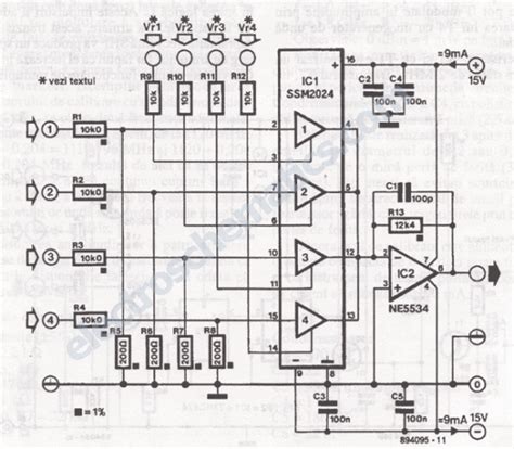 Voltage Controlled Audio Mixer Circuit