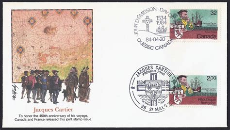to honor jacques cartier canada and france released this joint stamp issue to commemorate the