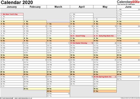 2020 Printable Calendar Uk Calendar 2020 Uk With Bank Holidays