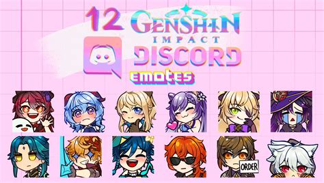 Pack Of 12 Genshin Impact Emotes For Twitch And Discord Etsy