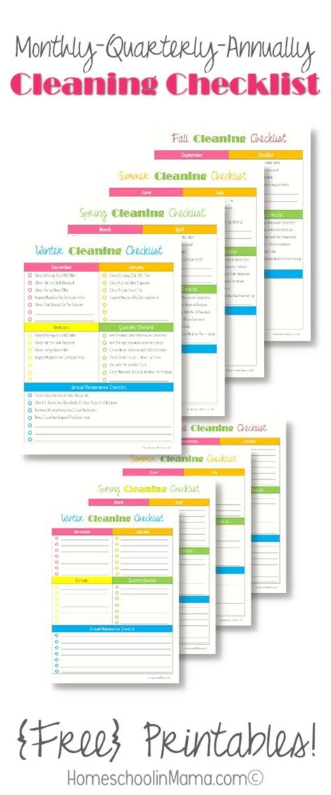 Monthlyquarterlyannually Cleaning Checklist For Your Home Free