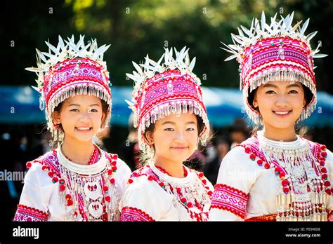Hmong people at their new year festival in Chiang Mai, Thailand Stock ...