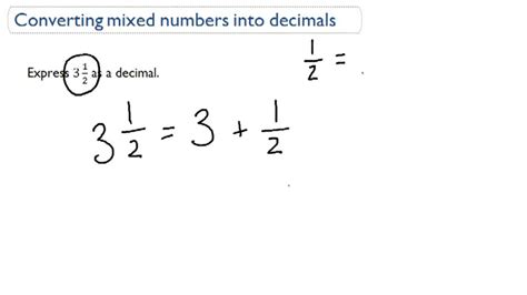 Converting Mixed Numbers Into Decimals Example 1 Video