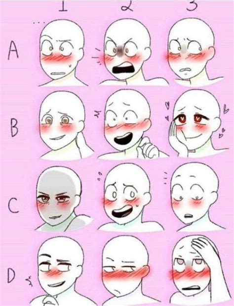 Different Facial Expressions Pink Background Drawing Tutorial Anime