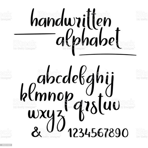 Vector Handwritten Brush Alphabet Hand Lettering Brushpen Letters And