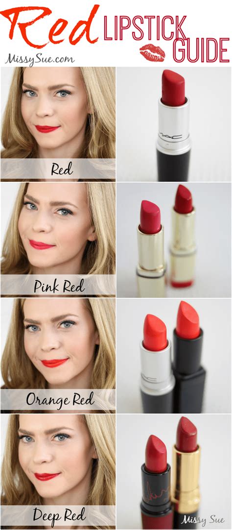 4 shades of red lipstick guide