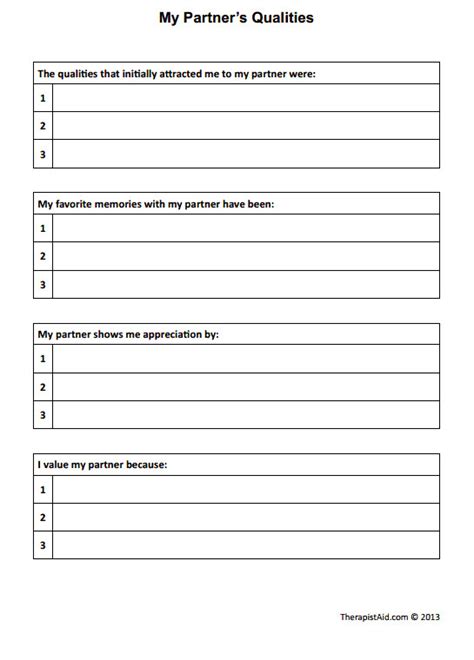 Marriage Counseling Worksheets