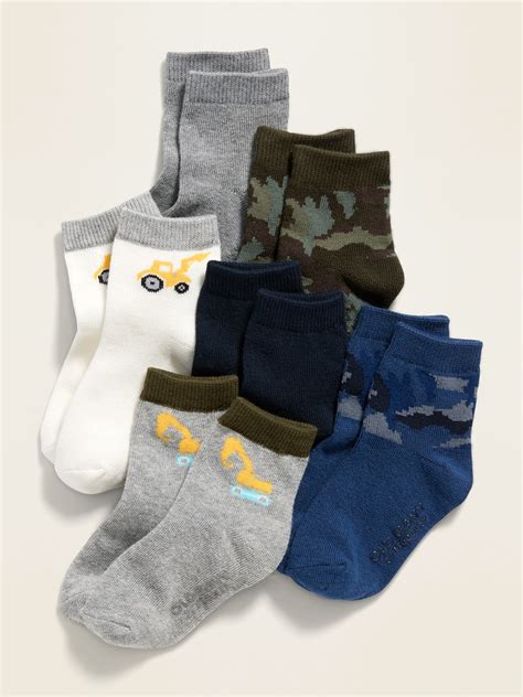 Unisex 6 Pack Printed Crew Socks For Toddler And Baby Old Navy