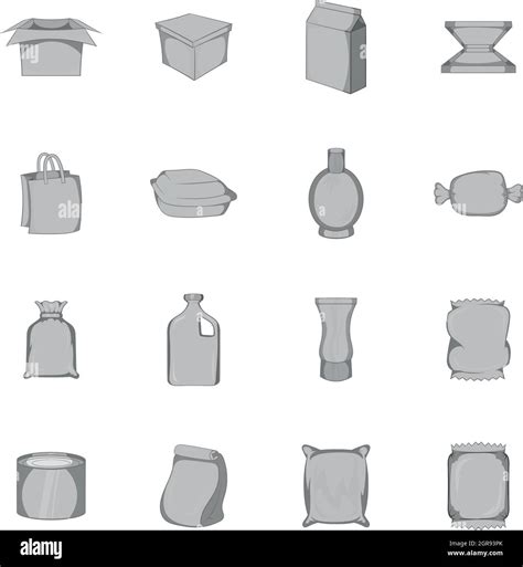 Packaging Icons Set Black Monochrome Style Stock Vector Image And Art
