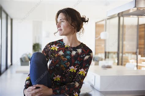 Pensive Brunette Woman Looking Away Stock Image F030 1207 Science Photo Library